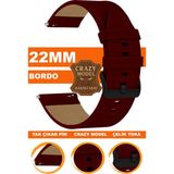 huawei watch gt gt2 gt3 gt4 gt5 pro saat uyumlu 22mm crazy hakiki deri saat kordonu kayışı l10hwc-bordo-black - 22 mm