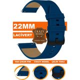 huawei watch gt gt2 gt3 gt4 gt5 pro saat uyumlu 22mm crazy hakiki deri saat kordonu kayışı l10hwc-lacıvert-black - 22 mm - Lacivert