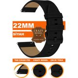 huawei watch gt gt2 gt3 gt4 gt5 pro saat uyumlu 22mm crazy hakiki deri saat kordonu kayışı l10hwc-sıyah-black - 22 mm - Siyah