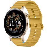 Huawei Watch Gt2 Gt3 42Mm İle Uyumlu Dalga Desenli Tokalı Yumusaş Soft Silikon Kordon Sarı