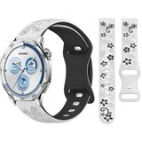Huawei Watch GT2 GT3 GT4 GT5 46mm İle Uyumlu FloraFlex Çiçek Desenli Silikon Kordon Beyaz