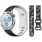 Huawei Watch GT2 GT3 GT4 GT5 46mm İle Uyumlu FloraFlex Çiçek Desenli Silikon Kordon Siyah Beyaz