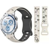Huawei Watch GT2 GT3 GT4 GT5 46mm İle Uyumlu FloraFlex Çiçek Desenli Silikon Kordon Starlight