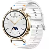 Huawei Watch Gt4 41Mm İle Uyumlu Dalga Desenli Tokalı Yumusaş Soft Silikon Kordon Beyaz