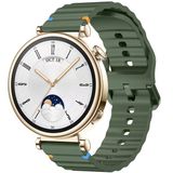 Huawei Watch Gt4 41Mm İle Uyumlu Dalga Desenli Tokalı Yumusaş Soft Silikon Kordon Haki