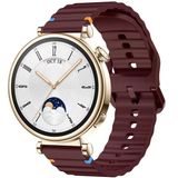 Huawei Watch Gt4 41Mm İle Uyumlu Dalga Desenli Tokalı Yumusaş Soft Silikon Kordon Mürdüm