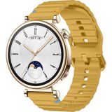 Huawei Watch Gt4 41Mm İle Uyumlu Dalga Desenli Tokalı Yumusaş Soft Silikon Kordon Sarı