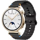 Huawei Watch Gt4 41Mm İle Uyumlu Dalga Desenli Tokalı Yumusaş Soft Silikon Kordon Siyah