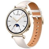 Huawei Watch GT4 41mm İle Uyumlu Starlight Gold Metal Tokalı Deri Zarif Şık Kordon Bej