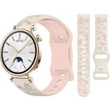 Huawei Watch Gt4 41Mm Uyumlu Floraflex Çiçek Desenli Yumuşak Soft Silikon Kordon Açık Pembe