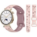 Huawei Watch Gt4 41Mm Uyumlu Floraflex Çiçek Desenli Yumuşak Soft Silikon Kordon Pembe