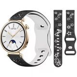 Huawei Watch Gt4 41Mm Uyumlu Floraflex Çiçek Desenli Yumuşak Soft Silikon Kordon Siyah Beyaz