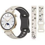 Huawei Watch Gt4 41Mm Uyumlu Floraflex Çiçek Desenli Yumuşak Soft Silikon Kordon Starlight