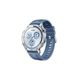 Huawei Watch GT4 46 mm ile Uyumlu Kordon Hybrid Nylon Dikiş Desenli Tokalı Silikon Kayış Mavi