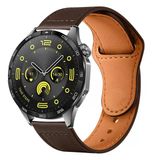 Huawei Watch Gt4 46Mm İle Uyumlu Premium Classic Deri Görünümlü Kordon Koyu Kahverengi