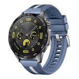 Huawei Watch Gt4 46Mm İle Uyumlu Sportstripe Örgü Desen Metal Tokalı Silikon Akıllı Saat Kordonu Mavi