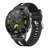 Huawei Watch Gt4 46Mm İle Uyumlu Sportstripe Örgü Desen Metal Tokalı Silikon Akıllı Saat Kordonu Siyah
