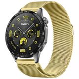 Huawei Watch Gt4 46Mm Uyumlu Manyetik Milanese Loop Metal Kordon Gold