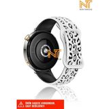 Huawei Watch Gt4 / Gt5 / Gt6 41mm Uyumlu Leopar Desenli Silikon Kordon 18mm - Huawei Watch Gt4 / Gt5 41mm - Beyaz - Siyah