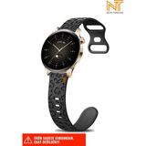 Huawei Watch Gt4 / Gt5 / Gt6 41mm Uyumlu Leopar Desenli Silikon Kordon 18mm - Huawei Watch Gt4 / Gt5 41mm - Siyah