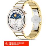 Huawei Watch Gt6 41MM / Gt5 41MM / Gt5 Pro 42MM / Gt4 41MM Uyumlu Paslanmaz Çelik Baklalı Metal Kordon 18MM - Gold