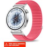 Huawei Watch Gt6 41mm / Gt5 41mm / Gt5 Pro 42mm / Gt4 41mm Uyumlu Spor Cırtlı Naylon Kordon 18mm - Pembe - Huawei Watch Gt5 41mm / Gt5 Pro 42mm / Gt4 41mm
