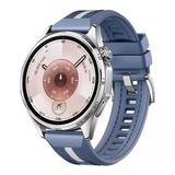 Huawei Watch Gt6 46Mm İle Uyumlu Sportstripe Örgü Desen Metal Tokalı Silikon Akıllı Saat Kordonu Mavi
