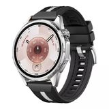 Huawei Watch Gt6 46Mm İle Uyumlu Sportstripe Örgü Desen Metal Tokalı Silikon Akıllı Saat Kordonu Siyah
