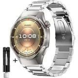 Huawei Watch Gt6 46MM Uyumlu 22MM Paslanmaz Çelik Akıllı Saat Kordonu - HW Watch GT6 Pro 46mm - Gümüş
