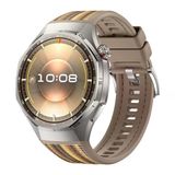 Huawei Watch Gt6 Pro 46Mm İle Uyumlu Örgü Desen Metal Tokalı Silikon Akıllı Saat Kordonu Kahverengi