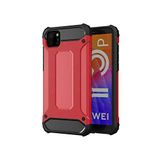 Huawei Y5P ile uyumlu Çİft Katman Koruyucu Crash Military Tank Kılıf - Kırmızı