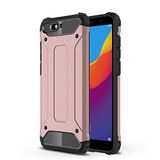 Huawei Y6 2018 ile uyumlu Çİft Katman Koruyucu Crash Military Tank Kılıf - Rose Gold