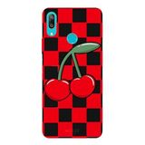 Huawei Y7 2019 İle Uyumlu Siyah Cherry Pop Desenli Silikon Kılıf