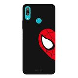 Huawei Y7 2019 İle Uyumlu Siyah Heart Spider-Man Desenli Silikon Kılıf