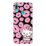 Huawei Y7 2019 İle Uyumlu Siyah Pink Kiss Kitty Desenli Silikon Kılıf