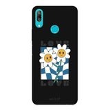 Huawei Y7 2019 İle Uyumlu Siyah Twisted Love Desenli Silikon Kılıf