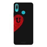 Huawei Y7 2019 İle Uyumlu Siyah Ü-Harfli Touch of Love Desenli Silikon Kılıf