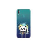 Huawei Y7 2019 ile Uyumlu Splash Panda Tasarımlı Şeffaf Silikon Kılıf