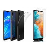 Huawei Y7 2019 Kilif Seffaf Super Silikon Kilif + Temperli Cam
