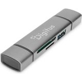 Hub ile Dual Card Reader - Usb-A & Usb-C - Sd & Micro-Sd Kart Okuyucu - USB 3.0 Hub 1 Port - Gri - Çok Renkli