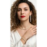 HUBANN Gold Stylish Çapraz Dizim Zirkon Taşlı Takı Seti Pırlanta Gümüş Kaplama Su Yolu Abiye Nişan Seti