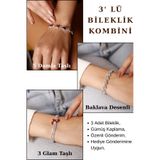 HUBANN Gümüş Kaplama Kırmızı Damla Taşlı Su Yolu Bileklik Davet Düğün Nişan Abiye Bileklik