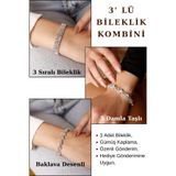 HUBANN Gümüş Kaplama Silver Damla Taşlı Su Yolu Bileklik Davet Düğün Nişan Abiye Bileklik