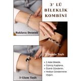 HUBANN Gümüş Kaplama Siyah Damla Taşlı Su Yolu Bileklik Davet Düğün Nişan Abiye Bileklik