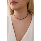 HUBANN Kırmızı Renk Su Yolu 2 Sıralı Taşlı Choker Kolye Taşlı Kolye Trend Choker Kolye Gerdanlık