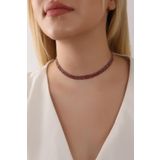 HUBANN Kırmızı Renk Su Yolu 3 Sıralı Taşlı Choker Kolye Taşlı Kolye Trend Choker Kolye Gerdanlık