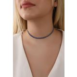 HUBANN Mavi Renk Su Yolu 2 Sıralı Taşlı Choker Kolye Taşlı Kolye Trend Choker Kolye Gerdanlık