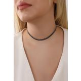 HUBANN Siyah Renk Su Yolu 2 Sıralı Taşlı Choker Kolye Taşlı Kolye Trend Choker Kolye Gerdanlık