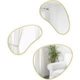 Hubba Pebble Duvar Montaj Aynaları, 3'lü Set, Pirinç - standart
