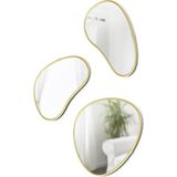 Hubba Pebble Duvar Montaj Aynaları, 3'lü Set, Pirinç - Çok Renkli